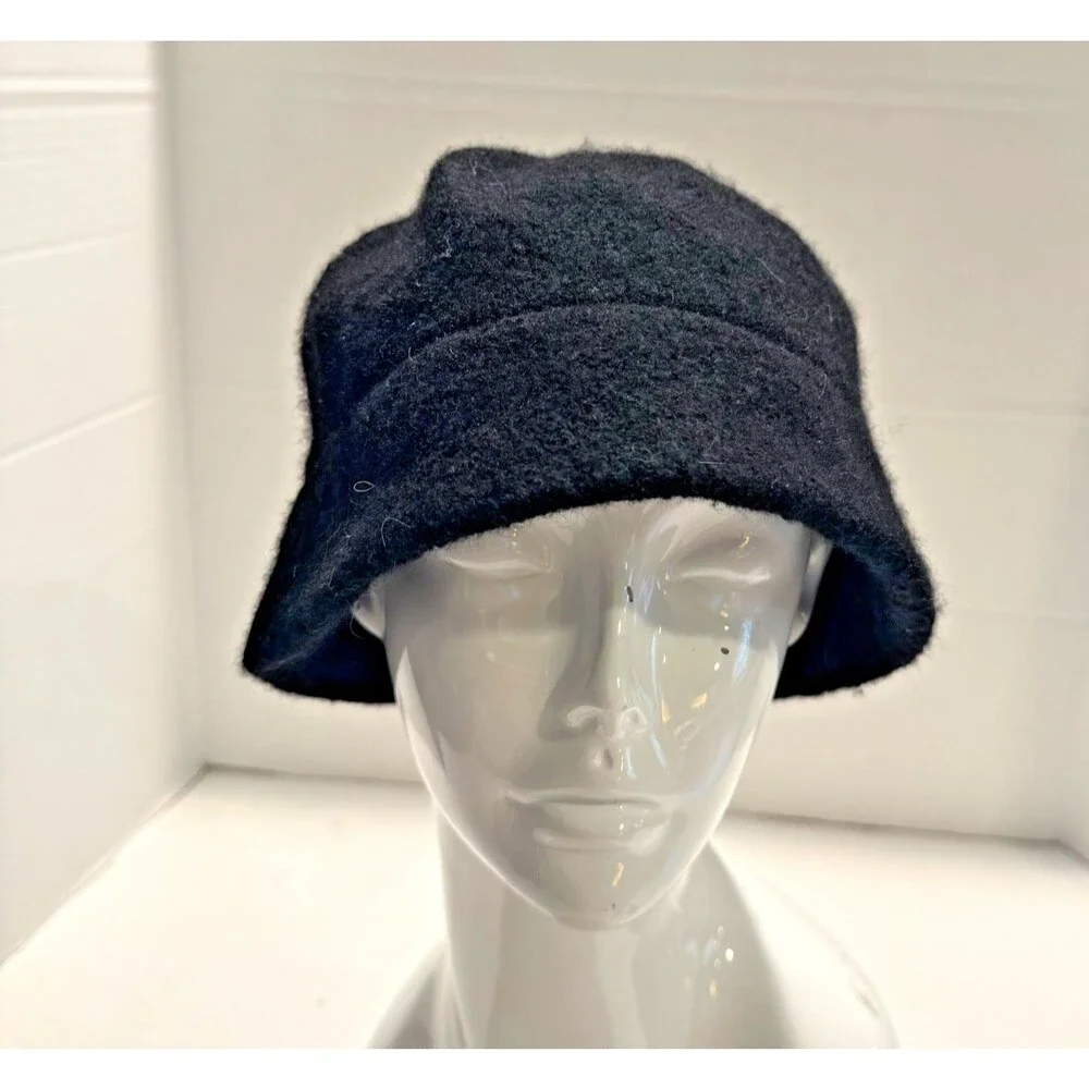 Betmar New York Black Wool Bucket Hat One Size